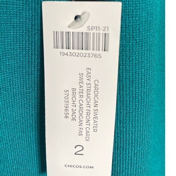 CHICOS Draped Straight Long Cardigan Sweater Open Front Size 3X Bright J… - Picture 7 of 13